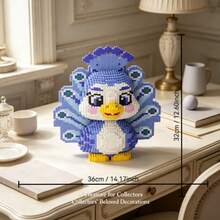2774pcs Large Peacock Tail Building Block Set, Creative Interlocking DIY Assembly Toy, Suitable For Adults And Teenagers, Party Games, Office And Home Decor, Durable Plastic Construction Kit - Blue and White - View 8