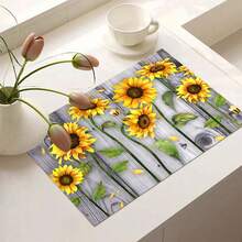 1pc Wood Grain Sunflower Diatomaceous Earth Kitchen Countertop Mat, Highly Absorbent, Suitable For Tableware, Coffee Machine, Microwave, Etc. Fashionable Watercolor Design, Ideal Choice For Modern Kitchen. - Multicolor - View 9