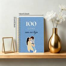 1pc A5 Size 100 Date Spiral Notebook, Spanish Version, Minimalist Mother Son Diary | Designed To Record Warm Moments And Strengthen Family Relationships, Ideal Mother's Day Gift School Supplies - A5 - View 6
