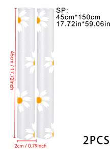1/2 Roll Waterproof Non-Slip Plastic Shelf Liner, Multi-Purpose Cabinet Drawer Wardrobe Refrigerator Desktop Mat, Daisy And Floral Pattern - Multicolor - View 15