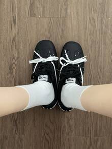 NZNF 女款德式平底訓練鞋 新款秋季百搭運動鞋 適合搭配裙裝 - 黑色 - 查看 8