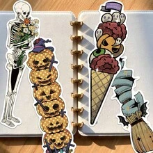 30 piezas de tarjetas de marcadores de libros de papel con formas vintage de Halloween, marcadores decorativos de páginas de libros para estudiantes y maestros, recompensas de aula, regalos de vuelta a la escuela, artículos de papelería duraderos, regalos de Halloween - Halloween retro - Ver 2