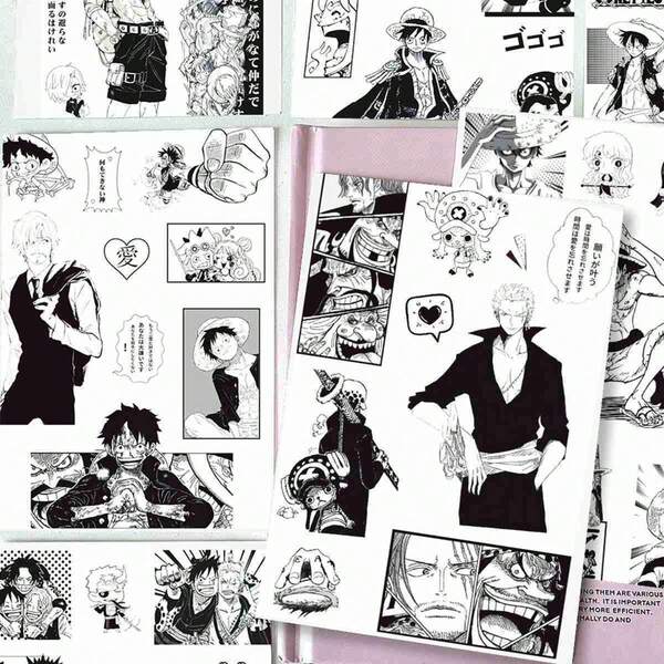 Spin Master 1 Set/8 Pieces 2026 New One Piece Black & White Stickers, Suitable For Anime Fans, Men & Women Sticker Collectors, Applicable For Phone Cases, Decorative Notebooks, Anime Conventions, Back To School Season And Holiday Gifts/Prizes, Random Styles