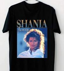Friendly Shania Twain Print T-Shirt, Made Of Comfortable Polyester Fiber, Plus Includes Free Shipping. - Black - View 1