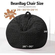 2-Leg Bean Bag Chair, Giant Bean Bag Chairs For Adults, Large Bean Bag Chairs With Memory Foam Filling, Large Bean Bag Chairs With Plush Cover - Gray - 黑色 - 查看 2