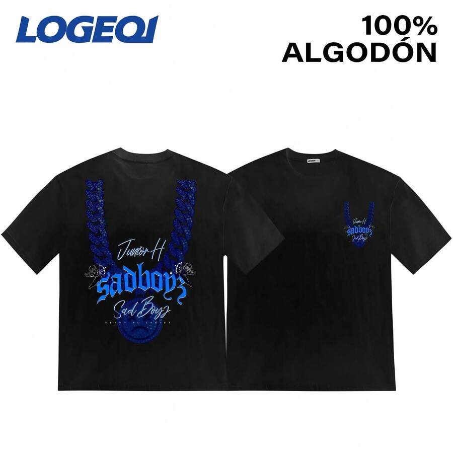 Playera Oversize Hombre% Algodón 200g Streetwear Sadboy| Camiseta Suelta, moda urbana casual de manga corta para uso diario, ropa de verano unisex, streetwear - Multicolor - Ver 1
