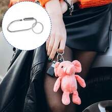 2.52 X 1.34 Inch Brass Screw Lock Keychain With 4 Rings, Silver Brass Screw Lock Clip Key Chain, Durable Minimalist Design, Brass Key Ring, Simple Style Car Keychain, Suitable As Christmas Gift - Multicolor - View 4