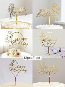 Shiny Birthday Cake Decoration, 3D Double-Sided Cake Topper, Perfect For Enhancing Birthday Cake Presentation, Also Suitable As Photo Booth Prop - Multicolor - View 16