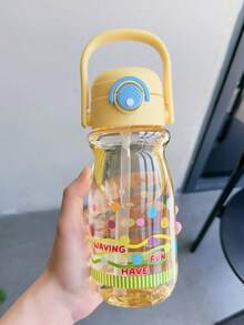 1個 600ml 兒童戶外卡通手柄水杯，夏季吸管杯，塑膠杯，男女通用學生大容量塑膠水瓶，開學第一天 - 彩色 - 查看 7