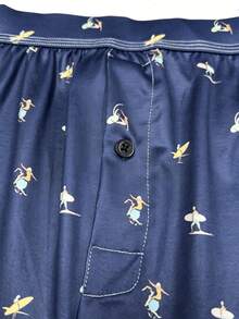 1pack Men's Underwear, Soft And Comfortable Printed Pattern Design Loose Corner Shorts, With Button Placket, Suitable For Daily Wear, Vacation Travel - Multicolor - View 3