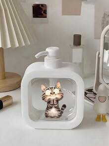 1pc Cute Cat Pattern Soap Dispenser Bottle, Reusable Pump Dispenser For Dish Soap, Hand Soap, Lotion, Compact Size Suitable For Kitchen And Bathroom, Perfect Housewarming Gift Or Spring Decor For Cat Lovers, Made Of Plastic, Fun Design, Convenient To Use - Multicolor - View 11