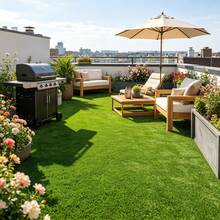 1pc 19.7x197 Inch High Quality Artificial Grass, Plastic Material, Outdoor Artificial Carpet, Realistic Indoor/Outdoor Grass Mat, Suitable For Outdoor Garden, Yard, Balcony Decoration, Beach And Swimming Scenes. [Can Be Cut Freely] - Green - View 28