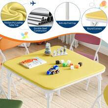 Collapsible Kids Table And Chairs Set – Space-Saving Children's Furniture – Durable Metal Frame – Easy Storage – Ideal For Dining, Learning, Play, Daycare, Study Room - Multicolor - View 4
