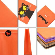 48/24/10 piezas Bolsas de papel kraft para Halloween, bolsas planas creativas para dulces, bolsas de regalo, bolsas de decoración para Halloween, bolsas de regalo para trucos o , bolsas de embalaje, estilo de fiesta de Halloween, aleatorio, sin pegatinas incluidas - Multicolor - Ver 7