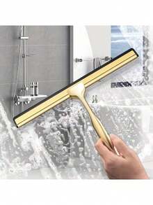 1pc Gold/Black/Silver Bathroom Squeegee, Shower Brush, Mirror Squeegee, Window Squeegee, Bathroom Accessories, Home Decor Essential Cleaning Tool, Metal Shower Rack Durable Cleaning Tool, Random Color And Style Set - Multicolor - View 7