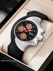 Reloj de Marca Premium: Diseño de Ojo de Demonio, Estilo Falso de Tres Ojos, Reloj de Cuarzo de Lujo, Estilo Retro de Moda, Adecuado para Hombres, Reloj de Negocios de Moda para Hombres, Regalo Perfecto para Vacaciones y Cumpleaños - Oro rosa - Ver 3