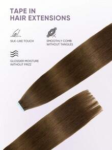 20pcs Tape-In Hair Extensions, Real Human Hair, 14-22 Inches, Invisible Double-Sided Tape-In Hair Extensions, Straight Hair, Suitable For Party, Halloween Costumes - S4 - View 4