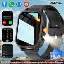 JinMiYun Unisex Smart Watch, 1.83-Inch Full Screen Touch Smart Watch With LED Light, Outdoor Sports Smart Watch, Wireless Call Answering/Music Playback/Message Notification/Multiple Sports Modes/Sedentary Reminder, Comfortable Breathable Strap, Wireless Connection For IPhone And Android Phones, Perfect Holiday Gift - View 2