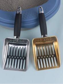 1pc Stainless Steel Hollow Cat Litter Scoop, Pet Cleaning Accessory, Pet Toilet Broom Accessory, Professional Pet Cleaning Tool, Feces Scoop, Filter Scoop, Pet Supplies, Stainless Steel Material Easy To Clean, Suitable For Cats, Hamsters, Rabbits, Guinea Pigs - Multicolor - View 6