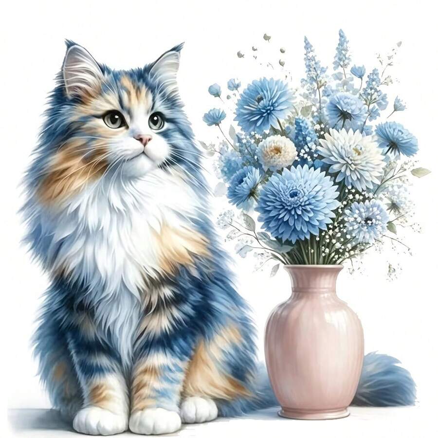 1pc/2pcs/3pcs Cat & Vase Pattern Iron-On Heat Transfer Illustration Design DIY DTF Transfer Sticker, Washable Heat Press Decal, Suitable For T-Shirts, Pillows, Sweatshirts, Backpacks - Durable PVC Material - Multicolor - View 1