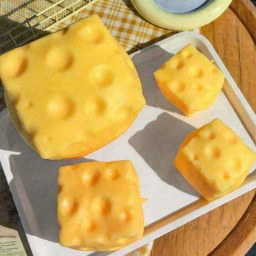 1 pieza Juguete antiestrés de bola de queso cuadrada ultra fina de 5-7cm, TPR/PU de rebote lento, juguete para aliviar el estrés, regalo de cumpleaños/Halloween, regalo perfecto para adolescentes - Multicolor - Ver 1