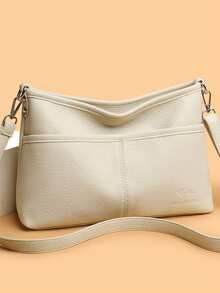 Fashion Pu Leather Shoulder Bag Women Large Capacity Casual Crossbody Bags 2026 New Style High-End Feeling Middle-Aged - White - View 2