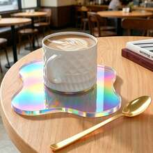 Posavasos de acrílico transparente y colorido, patrón asimétrico de nube con degradado aleatorio, resistente al calor y anti-quemaduras, adecuado para el hogar, la cocina, la mesa del comedor y el dormitorio, regalo perfecto para cumpleaños y graduación - Multicolor - Ver 2