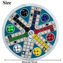 40cm Large Round Fast Track Board Game, 6 Players, Classic Dice Racing Board, Includes 1-6 Numbered Pieces, 1 Round Board, 24 6-Color Pieces, 2 Bonus Dice, Multi-Purpose Fast Track Game, Christmas And Halloween Party Tabletop Game, Adult Family Indoor Leisure Gift - Multicolor - View 3