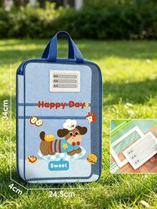 1pc/5pcs Cute Cartoon Transparent Mesh File Bag, Portable Handheld Multi-Layer Document Organizer, Sweet Animal Print Zipper Paper Storage Bag, Suitable For Teenage Girls Students School Homework Stationery Storage - Multiple Styles - View 13