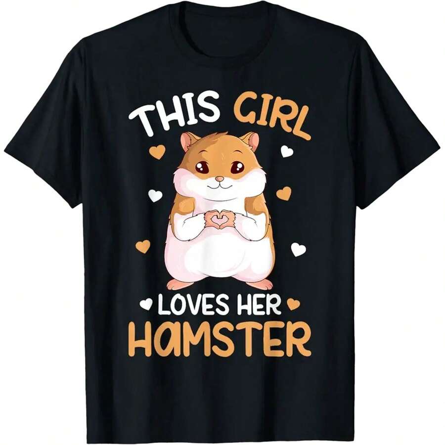 This Girl Loves Her Hamster Hammy Girls Hamster Lover T-Shirt.jpg - Negro - Ver 1