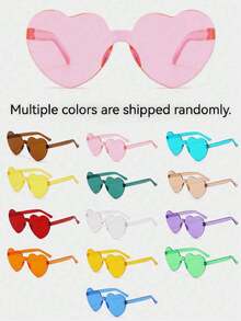 45/20/10pcs Frameless Glasses Set, Includes 5pcs Random Candy Color Heart-Shaped Lens Glasses, Unisex Photo Game Prop Glasses, Suitable For Party Decoration, Outdoor Activities, Daily Outfit Accessories - A - View 1