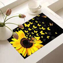 1pc Autumn Sunflower Flat Stove Protector Mat, Rubber Non-Slip Heat-Resistant Kitchen Utensil Protector Pad, Suitable For Induction Cooktop, Glass Stove, Multi-Functional Anti-Scratch Mat, Also Can Be Used As Oven, Washing Machine And Dryer Mouse Pad As Well As Kitchen Decor. - Multicolor - View 4