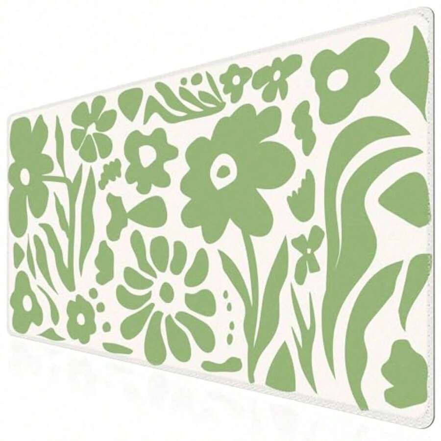 ICasso Desk Mat / XXL Extra-Large Gaming Mouse Pad - Non-Slip, Stitched Edges, Suitable For Office And Gaming (Green Floral Design) - Mouse Pad - View 1
