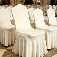 1/6pcs Solid Color Milk Silk Long Dress Style Chair Covers, Washable, Highly Elastic, Easy To Stretch, Suitable For Various Occasions Furniture Protection, Such As Parties, Weddings, Banquets, Events, Catering And Celebrations - Multicolor - View 9