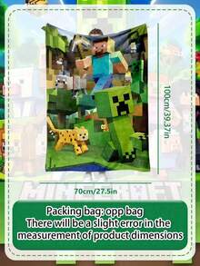 Minecraft 復古沙盒遊戲舒適抓絨毯，親膚透氣材質，鮮豔荒野場景，可機洗客廳休閒裝飾披毯 - 彩色 - 查看 3