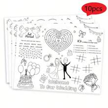 10pcs Wedding Welcome Mats And Coloring Cards, Interactive Wedding Theme Word Puzzles, Number Games, Heart And Cake Patterns, Paper Material, Suitable For Wedding Party Favors And Guest Entertainment, Wedding Supplies - Wedding Game Cards - View 5