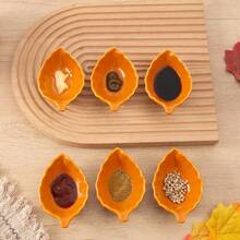 4/6pcs 1.35oz Leaf Shaped Ceramic Dipping Sauce Bowls, Green Leaf Small Dishes, Soy Sauce Plates, Kitchen Decor, Mini Appetizer Plates For Soy Sauce, Sushi, Condiments And Snacks - Multicolor - View 10