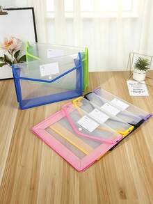 Chemise à soufflet en plastique extensible avec fermeture à pression, poche enveloppe transparente, sans intercalaires, grande capacité, disponible en plusieurs couleurs, convient pour format A4/Lettre (couleur aléatoire) - A - Voir 3