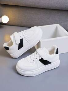 1 Pair Kids' Popular Sports Shoes, Spring/Autumn New Style, Fashionable Versatile Non-Slip Casual Skate Shoes For Boys And Girls - White - View 3