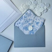 NIEWSPECIAL 10pcs/20pcs Set Vellum Paper Wrapped Invitations, Includes Blank Inner Pages And Matching Envelope Liners, 5*7 Inch Wedding Invitations, Elegant And Beautiful Vellum Paper Wedding Invitations, Multiple Different Designs, Anniversary Invitations, Baptism Invitations - Vellum Wrap Invitation Set - View 9
