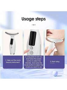 AXH 1pc 7-Color High-Frequency Portable Facial Massager, Neck Beauty Device, USB Rechargeable Lithium Battery, Unscented Home SPA Massager For Skin Firming And Relaxation - White - View 9