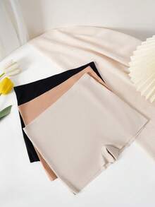 Conjunto de 3 piezas de shorts antiexposición de mujer de unicolor - Verde militar - Ver 1