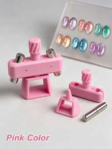 Detachable Multi-Magnet Glass Bead Cat Eye Magnetic Rotating Adjustable 3D Gem Nail Art Magnetic Tool - Pink - View 2