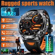 KENPANG 1400mAh Battery Men's Outdoor Smartwatch, Built-In Red/White LED Flashlight, 100+ Sports Modes, Call/Message Notifications, 24/7 Health Monitoring, Sleep Tracking, IPX8 Waterproof, Men's Fitness Tracker, Compatible With IOS And Android - View 2