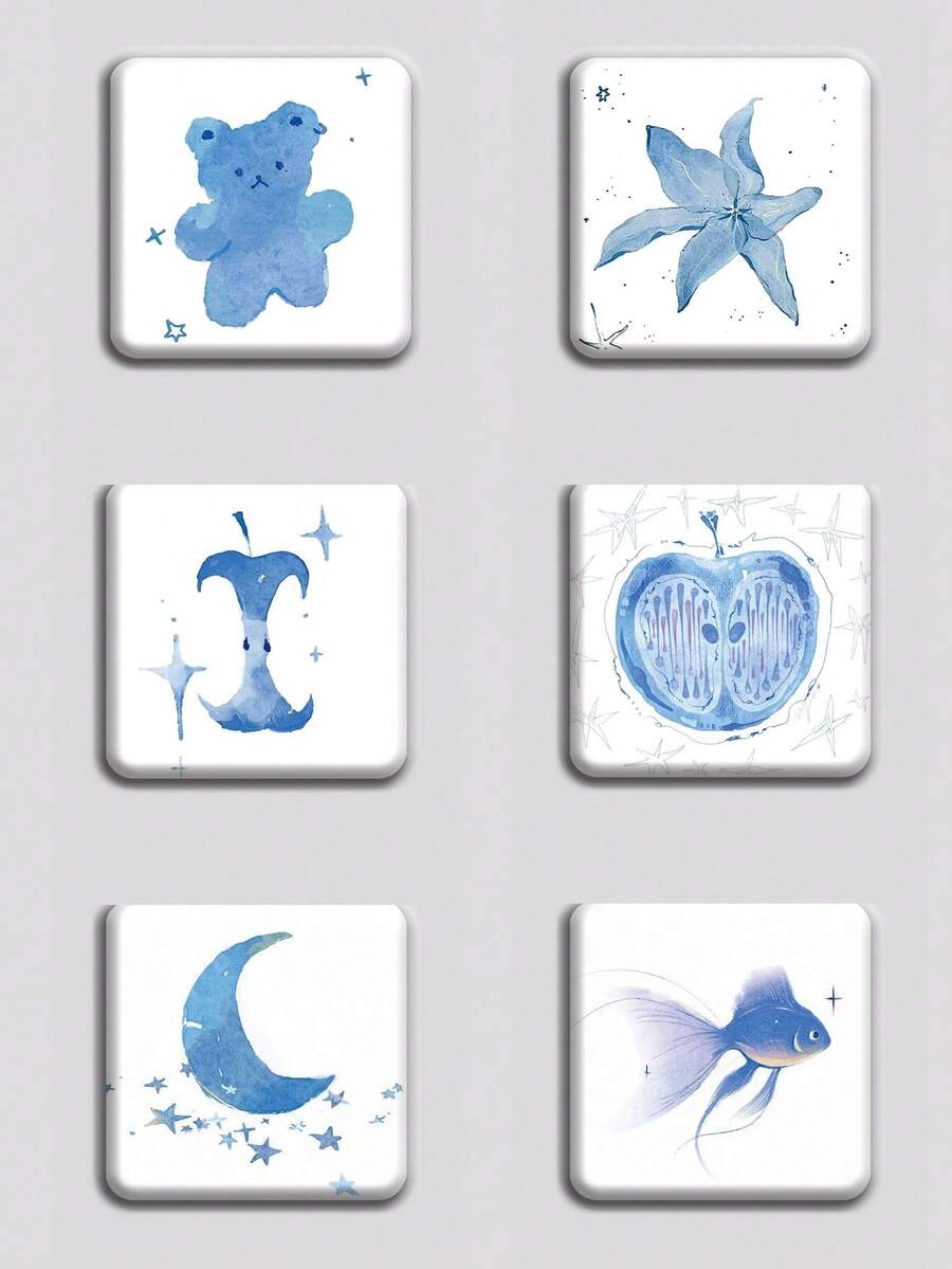 可愛方型徽章，經典時尚徽章/胸針/別針，2D平面設計，高品質金屬配件，適合裝飾衣物、帽子、背包，送給朋友、同學、同事、家人的創意節日禮物 - 彩色 - 查看 1