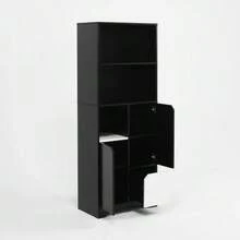 Multifunctional Bookcase With Open Shelves, Doors And Drawers, Black And White, Modern Style, Storage Unit For Bedroom And Living Room - 黑色 - 查看 8