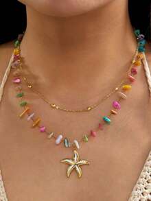Summer Dopamine Colorful Beaded Creative Design Necklace - Women's Daily Versatile Layered Earrings - Multicolor - View 11