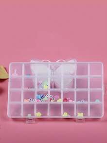 1pc 28-Grid Rectangular Plastic Jewelry Box, Multi-Compartment Storage Container, Earrings Beads Craft Organizer Display Case, Portable Jewelry Storage Solution For Women Girls Accessories Organization - Multicolor - View 4