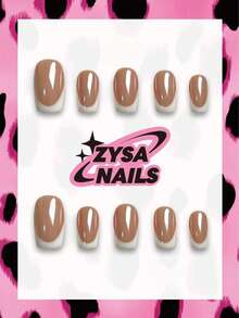 Zysa 10 Stück Press-On-Nägel, handgefertigte quadratische kurze Nägel, rosa French Nails, für Strandurlaub, Sommer und Abschlussfeier, für Frauen und Mädchen - Verschiedenfarbig - Übersicht 1