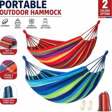 Durable Canvas Patio Hammock - Portable Outdoor Camping Summer Set, Portable Outdoor Hammock - A - View 2